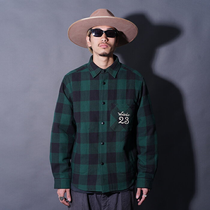 WEIRDO ウィアード / 「Weirdo - L/S QUILTING CHECK SHIRTS / GREEN」チェックL/Sキルティングシャツ / WR...