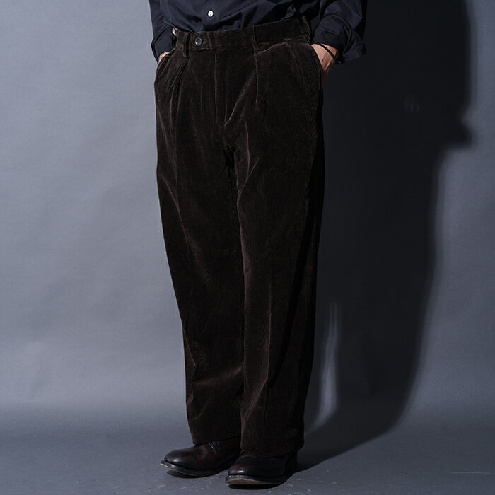 BY GLAD HAND バイグラッドハンド /「GLADWELL - STOMP FIT TROUSERS / BROWN」コットンレーヨンコーデュロイトラウ...