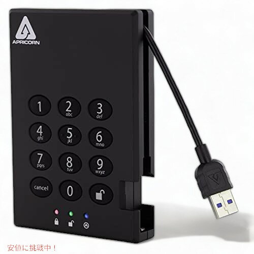 【今だけポイント5倍】(256-Bit 1 TB) - Apricorn Aegis Padlock 1 TB USB 3.0 256-bit AES XTS Hardware Encrypted Portable External Hard Drive (A25-3PL256-1000) アメリカーナがお届け!