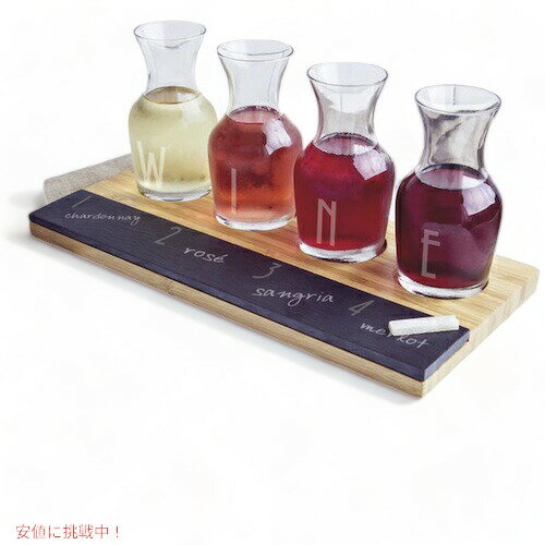 CATHY'S CONCEPTS PERSONALIZED BAMBOO&SLATE WINE TASTING FLIGHT LETTERS "WINE"/ワインテイスティン..