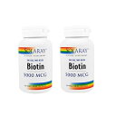 【お得な2本セット】Solaray Two Stage Time Released Biotin 5000 mcg ソラレー タイム リリース ビオチン 60 錠 x 2本