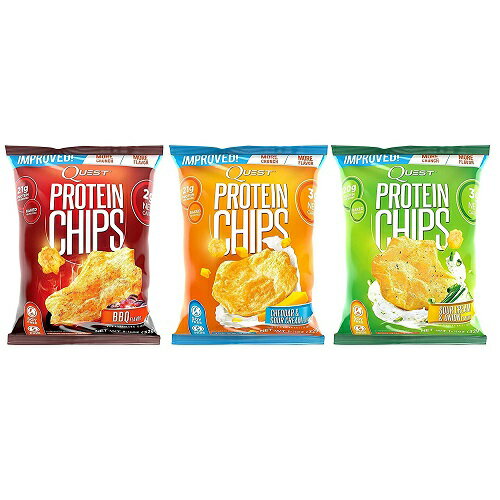 Quest クエスト プロテイン チップス(Protein Chips) サワークリーム＆オニオン, バーベキュー, チェダーサワークリーム バラエティパック 6袋セット