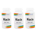 【お得な3本セット】Solaray Niacin Capsules 500 mg ソラレー ナイアシン 100 錠 X 3本