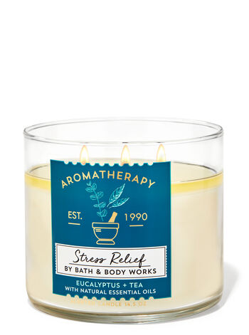 バスアンドボディワークス アロマセラピー 3芯キャンドル [ユーカリプタス＆ティー] 14.5 oz / 411 g / Bath and Body Works Aromatherapy 3-Wick Candle EUCALYPTUS TEA