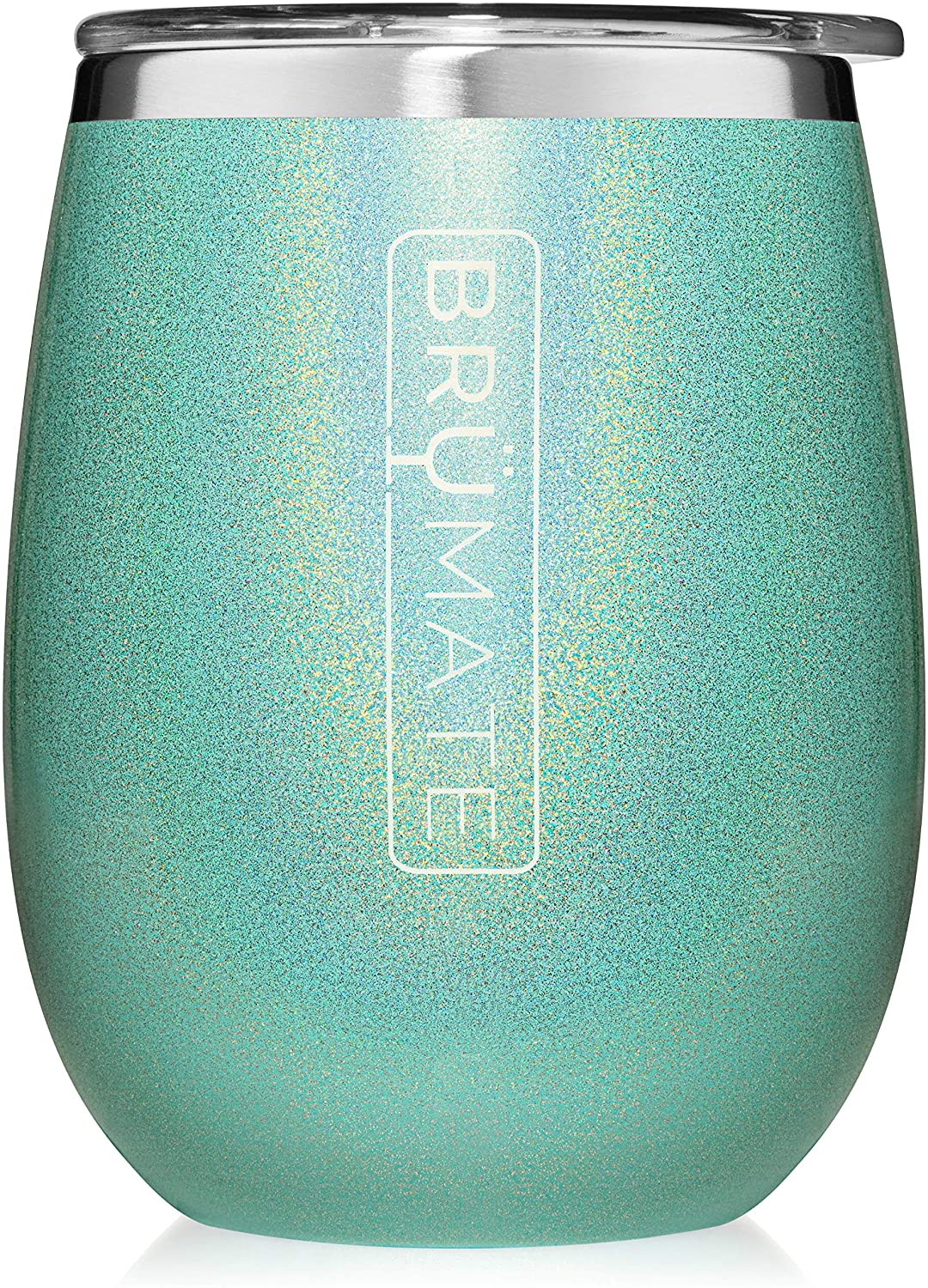 BruMate Uncork'd XL 14oz Wine Glass Tumbler With Splash-proof Lid -Glitter Aqua / u[Cg AR[Nh XL 14oz COX ^u[ [Ob^[ANA]