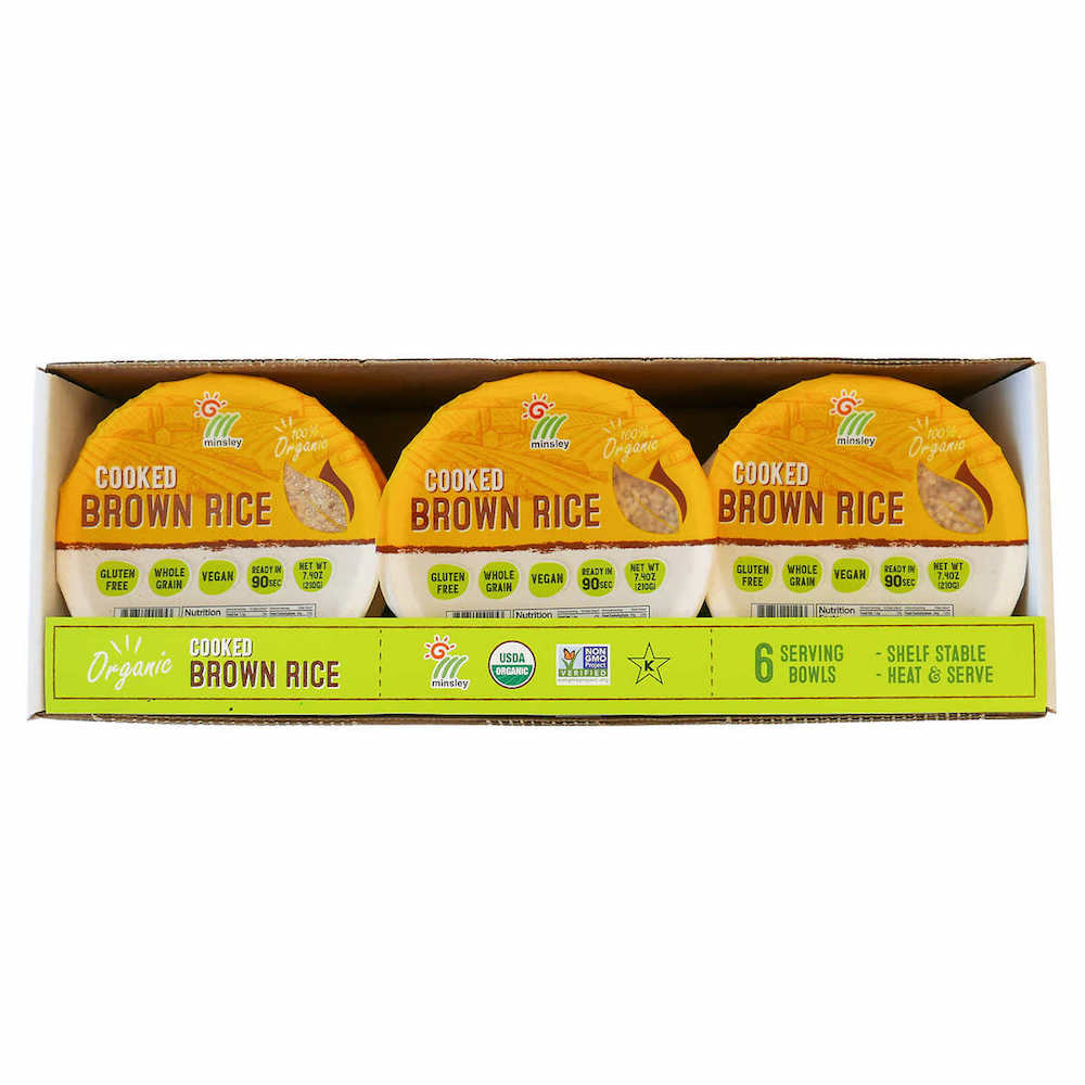 Minsley Organic Cooked Brown Rice Bowls, 7.4 oz., 6-count / オーガニック レトルト 玄米 210g x 6パック レトルトご飯 パックご飯