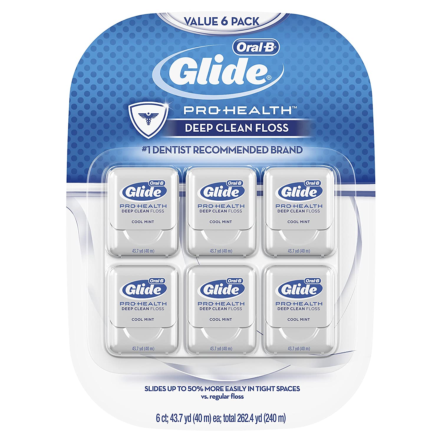 [6Zbg] Glide Oral-B Pro-Health Deep Clean Dental Floss, Cool Mint, 40m (Pack of 6) / OCh I[B vwX fB[vN[ f^tX N[~g 40m x 6