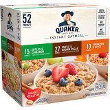 Quaker Instant Oatmeal, Variety 52 ct / クエーカー インスタント 全粒オートミール 3種類 52パック入り
