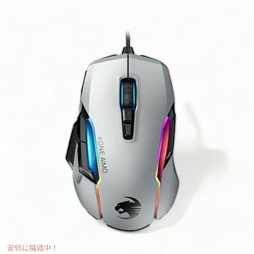 ROCCAT Kone AIMO Remastered PCゲーミングマウス、人間工学に基づいたパフォーマンスの有線コンピューターマウス、RGB照明、LED照明、高精度、100?16.000 DPI光学フクロウアイセンサー、23個のプログラム可能なキー、白