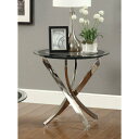 Coaster Home Furnishings ガラストップ サイドテーブル シルバー アメリカ輸入家具 アメリカ輸入雑貨 End Table with Te...