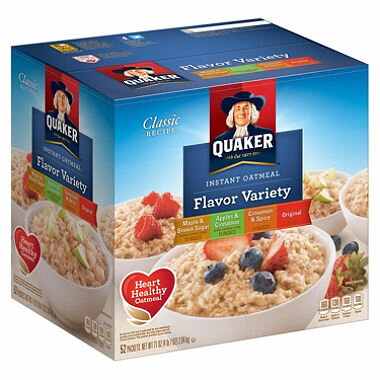 Quaker Instant Oatmeal, Variety Pack (52 ct.) クエーカー　インスタントオートミール バラエティー52個セット