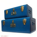 トランク 2セット ビンテージスタイル 収納 ロック付き Blue