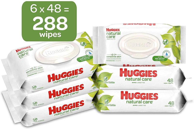 HUGGIESおしりふき　ハギーズ ベビーワイプ HUGGIES ナチュラルケア 敏感肌 低刺激性 無香料 コットン 6パック