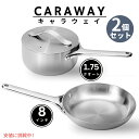 【最大2,000円クーポン5月16日01:59まで】【2点セット】Caraway キャラウェイ 8In 5Ply Fry Pan & 1.75Qt Stainless Steel Sauce Pan 5層ステンレスデュオフライパン＆ステンレスソースパン