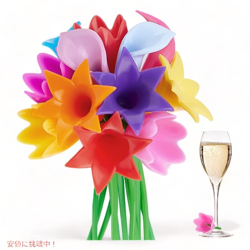 12 の PC の花のワインの魅力カラユリの飲み物の印のチューリップのシリコーンのワインのマーカー Floral Wine Charms Calla Lily Drink Markers Tulip Silicone