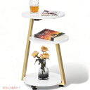 BEWISHOME EhGhe[u TChe[u ^t[, zCgS[h Round End Table Side Table with Metal Frame, White Gold