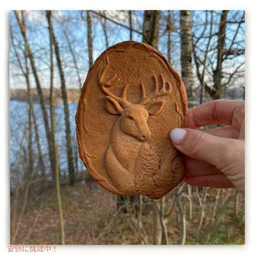 木製クッキーカッター プレス型 DIY ベーキングツール トナカイ Wooden Cookie Mol...