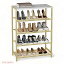 HOMEFORT シューズラック 5段 靴収納棚 インダストリアル シューズタワー ゴールド Shoe Rack 5 Tier, Shoe Storage Shelf, Industrial Shoe Tower Gold