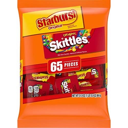 スキットルズ ＆スターバースト キャンディ バラエティミックス 65袋入り SKITTLES & STARBURST Candy Fun Size Variety Mix 31.9 oz, 65 Pieces Bag