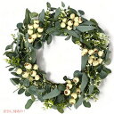 Green Eucalyptus Wreath 20inch 玄関用装飾・ユーカリと白いベリーの花輪 アメリカーナがお届け(3)