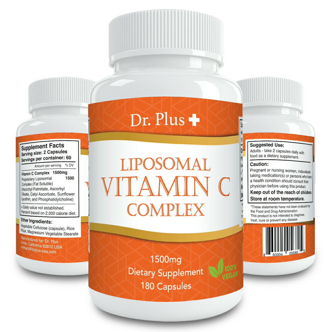  180JvZ[3] Zx r^~C |\[ RvbNX1500mg /Liposomal Vitamin C 1500mg 180 Caps 3month supply Dr.Plus + hN^[ vX Tvg Made in USA DrPlus Tv