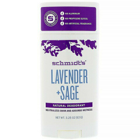 【最大2,000円クーポン5月27日1:59まで】Schmidt's Natural Deodorant Lavender + Sage シュミッツ ナチュラル デオドラント スティック (ラベンダー セージ)