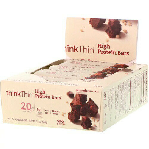 ThinkThin, High Protein Bar, Brownie Crunch, シンクシン ハイプロテインバー ブラウニークランチ 10本セット