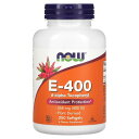 【最大2,000円クーポン5月16日01:59まで】NOW E-400 100% Natural d-alpha Tocopheryl 250 softgels ナウ　E-400 d-アルファ・トコフェロール配合 250粒 1