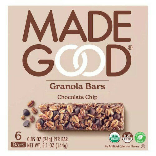 MadeGood グラノーラバー チョコレートチップ 24g x 6個入り オーガニック ビー Chocolate Chip Granola Bars 6ct