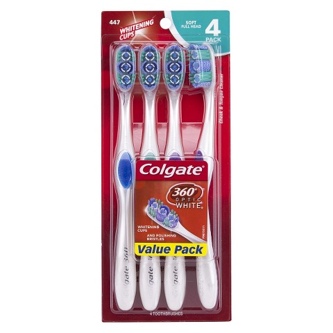 【最大2 000円クーポン5月16日01:59まで】コルゲート 360 オプティックホワイト 歯ブラシ4本セット Colgate 360 Optic White Toothbrush Soft 4ct