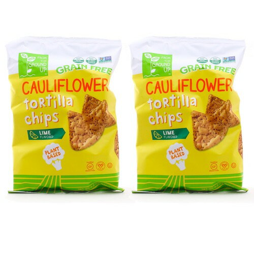 【最大2,000円クーポン6月11日1:59まで】[2袋セット] From the Ground Up Cauliflower Tortilla Chips Lime - 4.5oz/ フロムザグラウンドアップ カリフラワー トルティーヤチップス [ライム] 128g