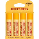 Burt's Bees 100% Natural Lip Balm, Original Beeswax with Vitamin E & Peppermint Oil, 4 Tubes / バーツビーズ 100％ナチュラル リップクリーム 4本入り