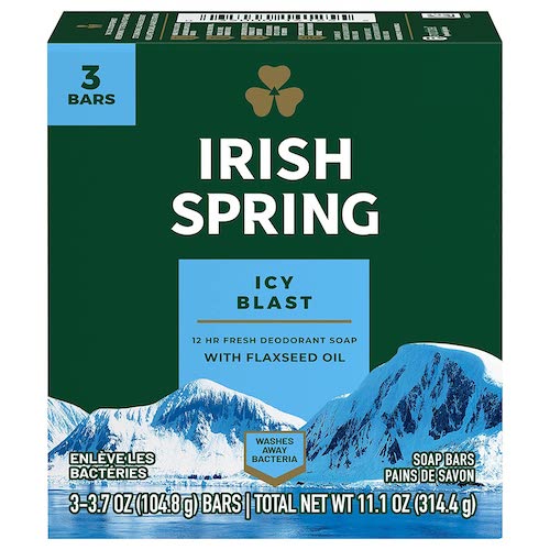 Irish Spring Bar Soap for Men, Icy Blast Deodorant Bar Soap, 3.7 Oz, 3 Pack / アイリッシュスプリング デオドラントソープ 男性用  104.8g x 3個入り