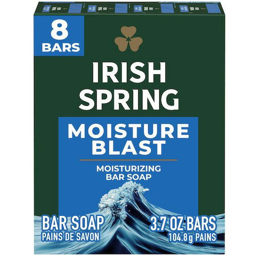 Irish Spring アイリッシュスプリング デオドラントソープ 男性用  104.8g x 8個入り Bar Soap for Men, Moisture Blast Deodorant Bar Soap