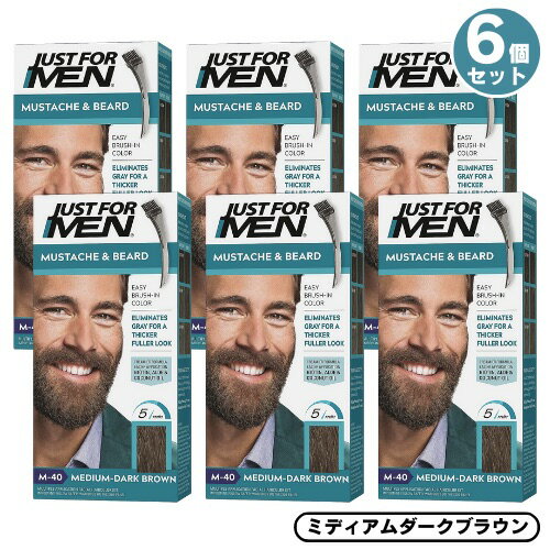 6個セット JUST FOR MEN ジャストフォーメン ヒゲ用 カラー剤 グレイヘア用 [M-40 ミディアムダークブラウン] Mustache & Beard Color Gel