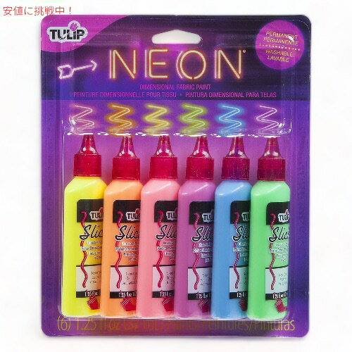 Tulip ディメンショナル ネオン ファブリックペイント 6本（6色） 29027 Dimensional Neon Fabric Paint Pack of 6