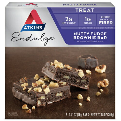 【最大2,000円クーポン6月11日1:59まで】アトキンス ナッティーファッジブラウニーバー 5本(40g/1本) Atkins Endulge Nutty Fudge Brownie Bars 5-pack 1