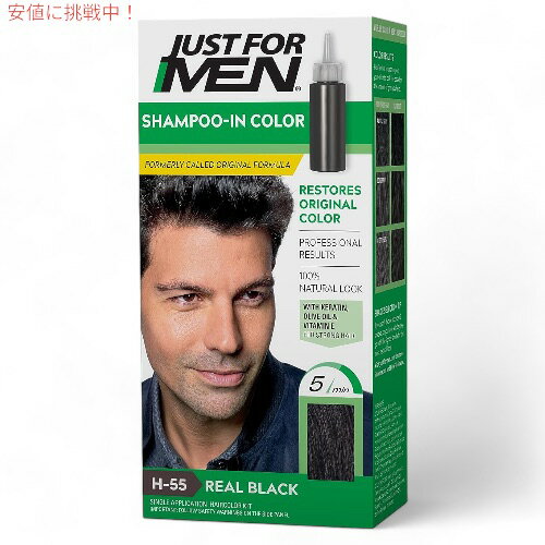 【最大2,000円クーポン11月27日01:59まで】Just For Men ジャストフォーメン グレイヘア用 ヘアカラー シャンプーインカラー [H-55 リアルブラック] Shampoo-In Color H-55 Real Black