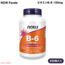 NOW Foods ナウフーズ ビタミンB-6 100mg 250粒 ベジカプセル #0458 Vitamin B-6 100mg 250 Veg Capsules