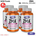 【4個セット】 NOW Foods ZMA(R) 800MG 90 CAPS ナウフーズ ZMA 90粒 #2200 亜鉛、マグネシウム、ビタミンB-6