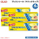 【最大2,000円クーポン6月11日01:59まで】【4個セット】Glad グラッド プレスンシール 食品用ラップ 13平方メートル (幅30cm x 43.4m) マジックラップ Press’n Seal Food Wrap 140sq. ft.