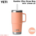 YETI イエティ ランブラー 25オンス ストローマグ ストロー蓋 739ml ローカントリーピーチ Rambler 25 oz Straw Mug With...