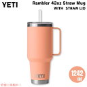 YETI ランブラー 42オンス ストローマグ ストロー蓋 1242ml ローカントリーピーチ YETI Rambler 42oz Straw Mug With...