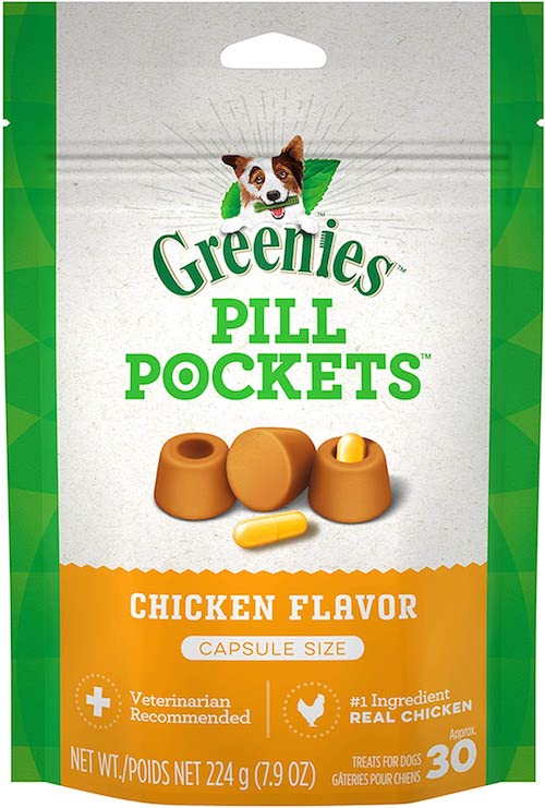 Greenies Pill Pockets for Dogs Chicken Capsule Size 7.9oz / グリニーズ ピルポケット 犬用 投薬補助のオヤツ [カプセルサイズ（ラージ）・チキン味] 224g（約30個入り） 薬が苦手なワンちゃんに