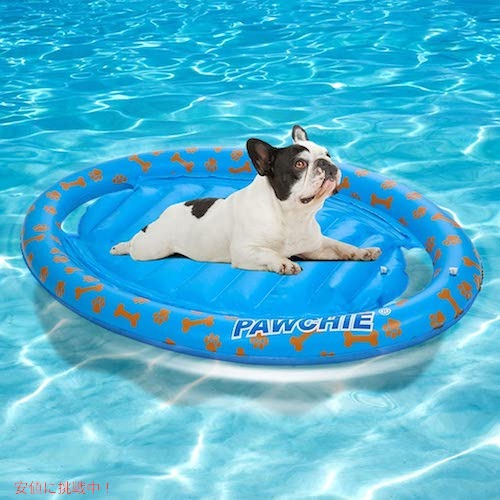 PAWCHIE Dog Pool Float Pets Water Toy / 犬用 プールフロート Lサイズ [ブルー・肉球＆骨プリント]