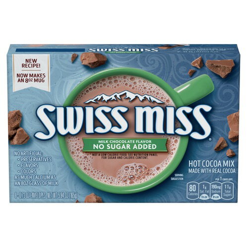 【最大2,000円クーポン5月27日1:59まで】Swiss Miss No Sugar Added Milk Chocolate Hot Cocoa Mix / スイスミス ホットココア 砂糖不使用 8袋入り 粉末 ミルクチョコレート