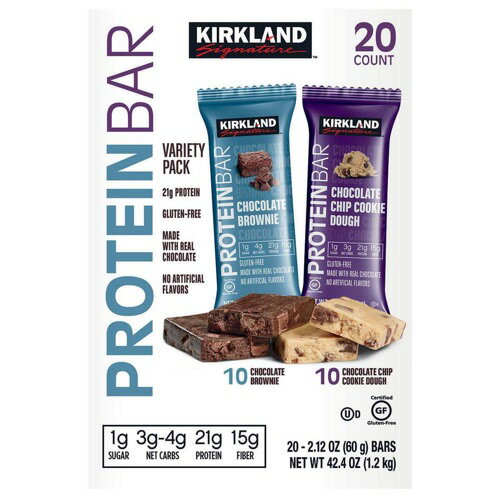 【最大2,000円クーポン5月16日01:59まで】Kirkland Protein Bar 20ct カークランドプロテインバー20本入り チョコレートブラウニー チョコレートチップクッキードウ