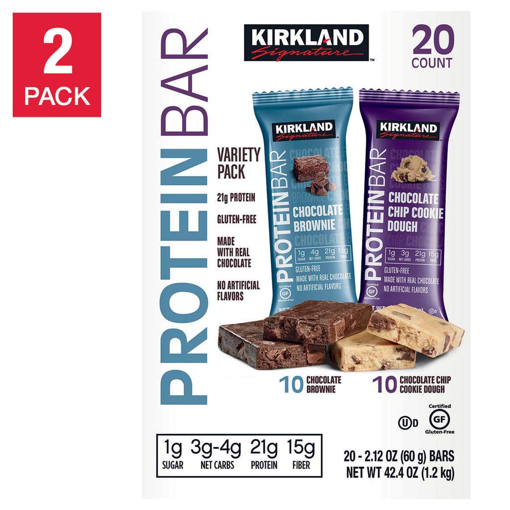 【2箱セット】Kirkland Protein Bar 20ct 2 boxes カークランドプロテインバー20本入り [チョコレートブラウニー・チョコレートチップクッキードウ]