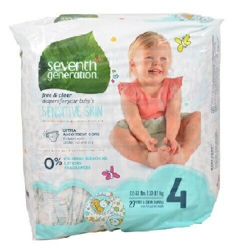 Seventh Generation 無添加 おむつ ステージ4(10-17kg) 27枚入り セブンスジェネレーション Baby Free and Clear Diapers Stage 4: 22-37 lbs - 27 Diapers