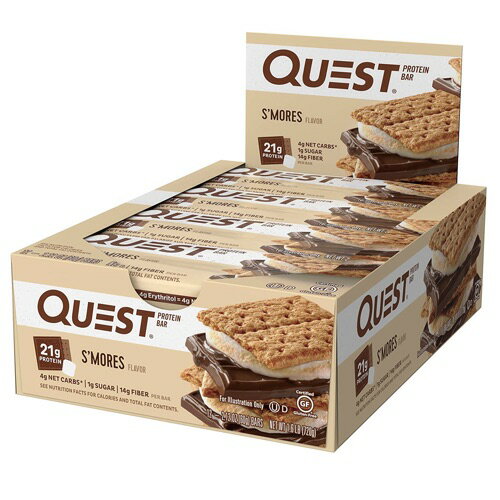 【最大2,000円クーポン5月27日1:59まで】クエストバー プロテインバー スモア 12本入り/ Quest Bar Protein Bar S'mores Flavor 12ct